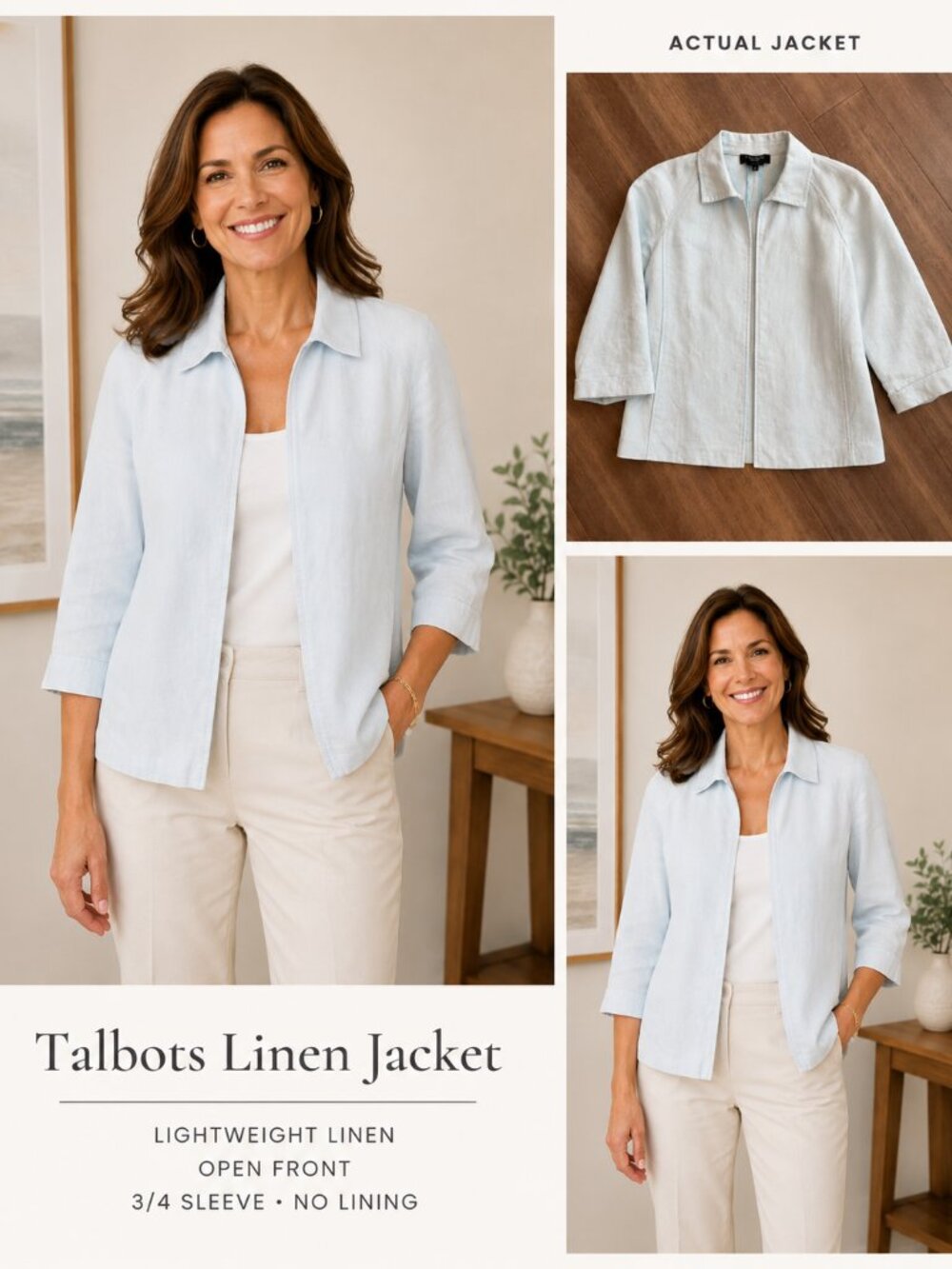 Talbots light Blue Pure Irish Linen Jacket